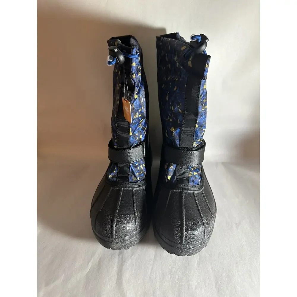 NIB Columbia Youth Unisex Powderbug Forty Print Snow Boot Black/Laser Lemon Sz 7